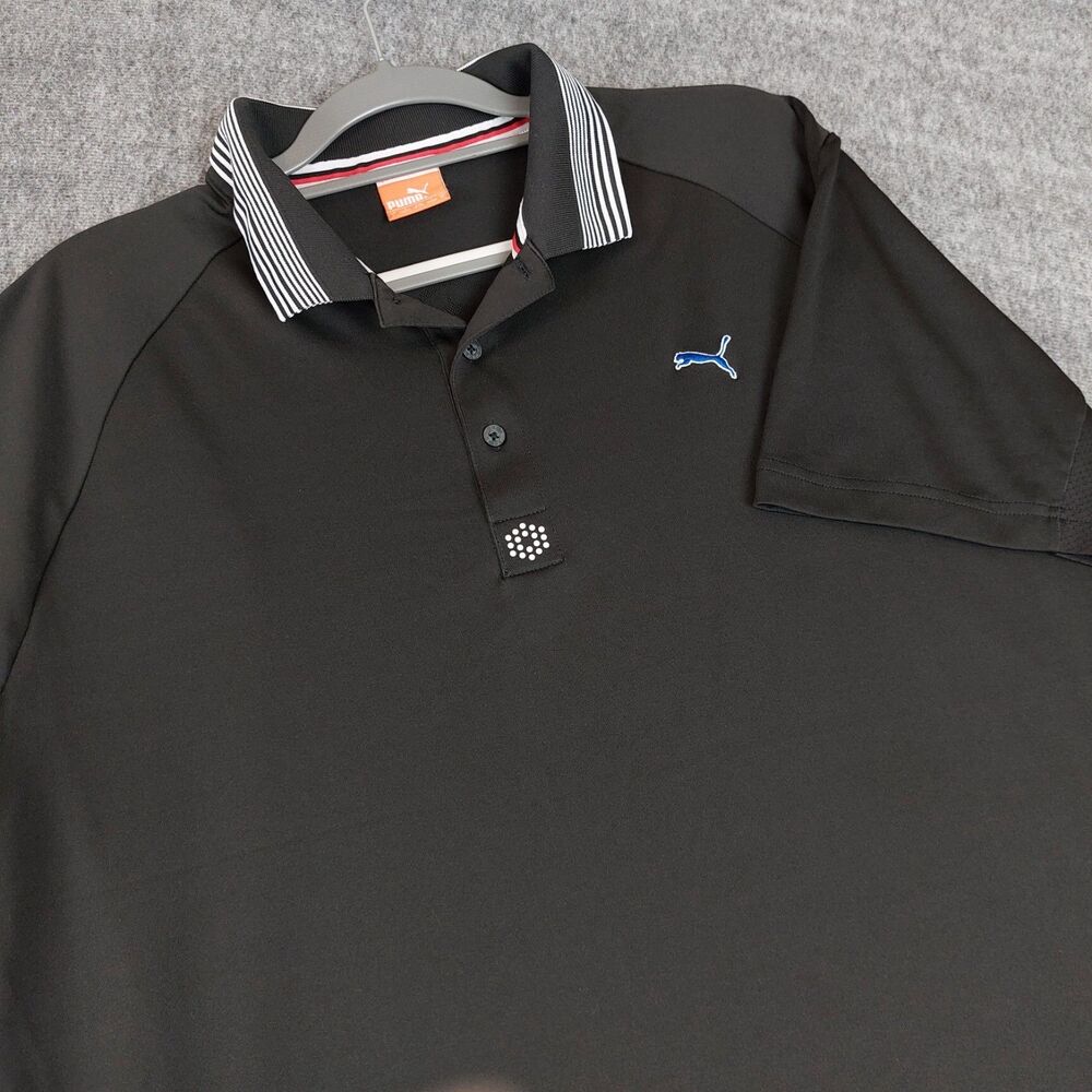 Puma Men's Size Large Polo Shirt Tech Mesh Cool Cell Black 560932